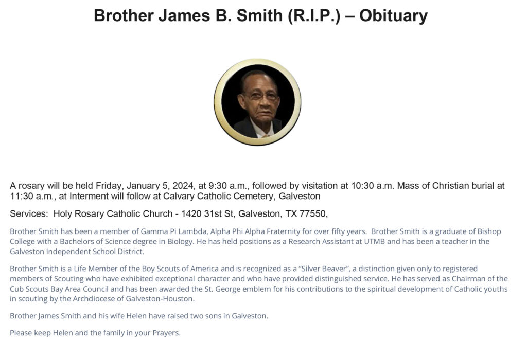 James B. Smith (R.I.P.) Memorial - UPDATE! - Gamma Pi Lambda